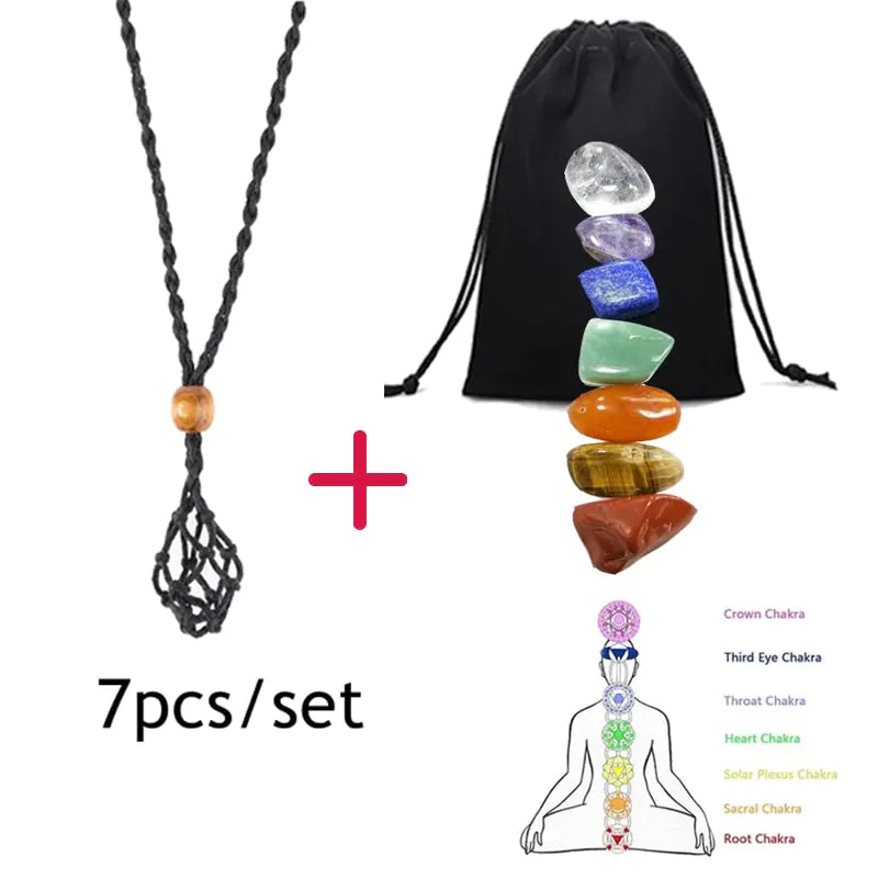 7 Chakra Set Natural Stones Reiki Healing Crystals Necklace